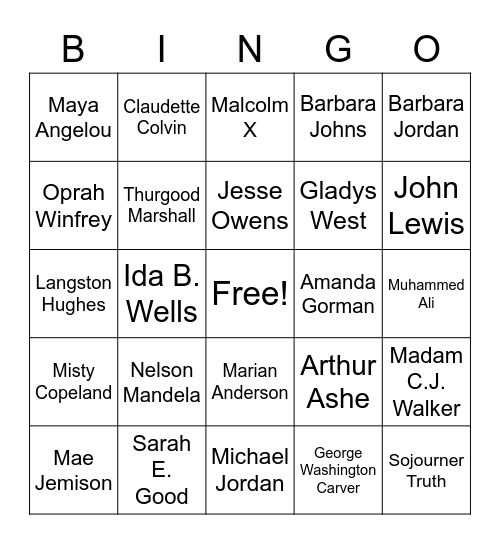 BLACK HISTORY MONTH BINGO WEEK 3 Bingo Card