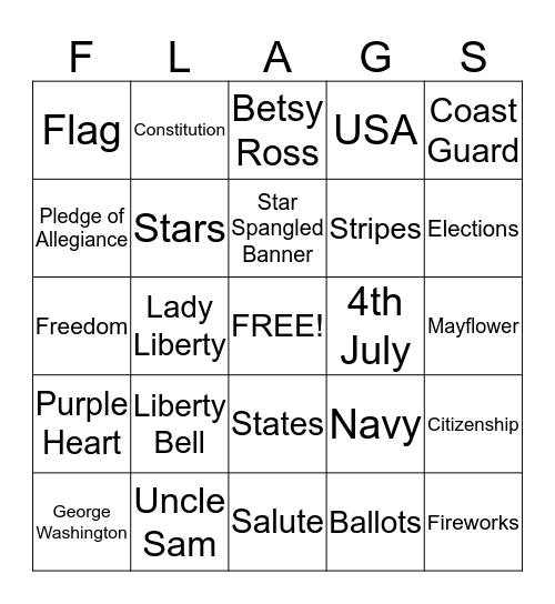 PATRIOTIC BINGO Card