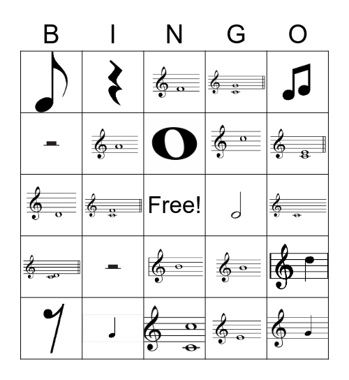 Note Name/Interval Bingo Card