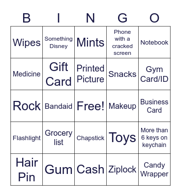 Purse Bingo Card
