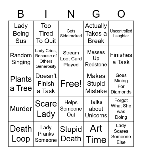 Lady Laurax’s Clip It Bingo Card