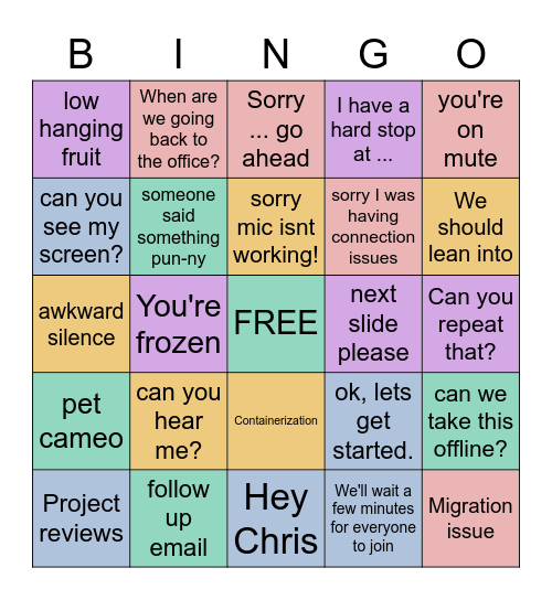 IDM Development Teams Bingo Card