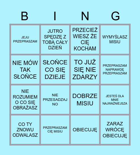 PRZEPROSINY MARCINA BINGO Card