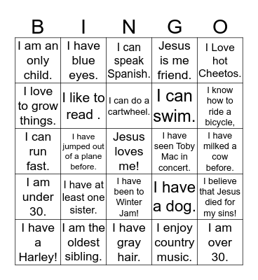 Lowery Reunion Bingo Card