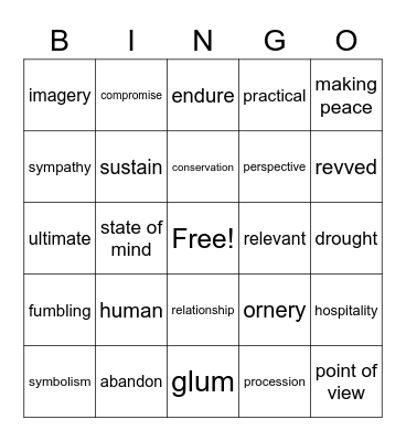 Wit & Wisdom Module 1--6th Grade Bingo Card