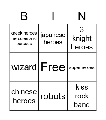 all heroes Bingo Card