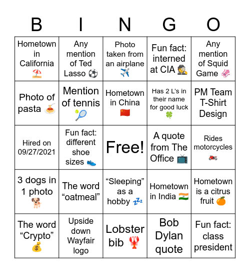 2022 CSOT Yearbook BINGO Card