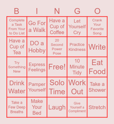 SELF LOVE Bingo Card