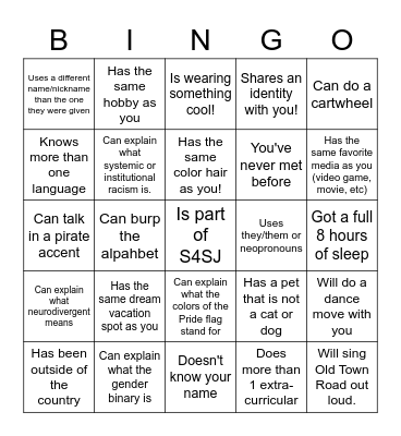 Find someone who... Bingo Card