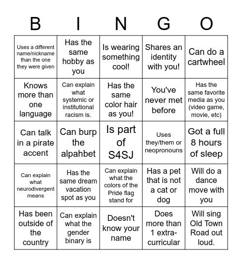 Find someone who... Bingo Card