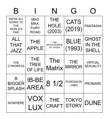 MOVIE BINGO FOR SUFFERING FOOLS Bingo Card