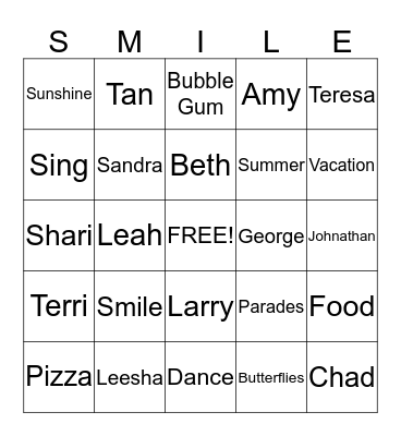 Happy Bingo Card