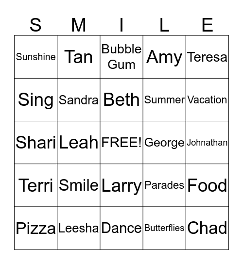 Happy Bingo Card