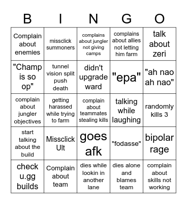 epah mash tomásh Bingo Card