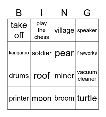 Vocabulary Bingo Card