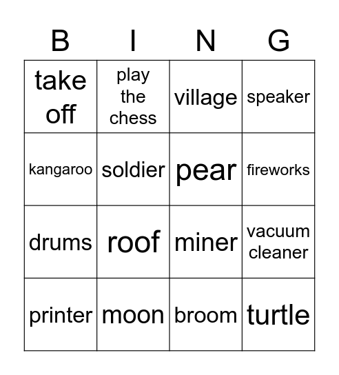 Vocabulary Bingo Card