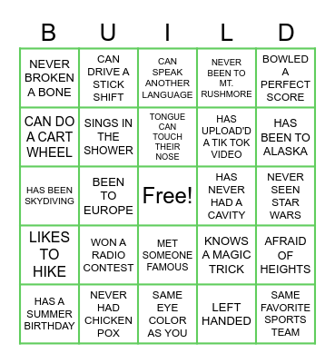Fun At Work Bingo Card
