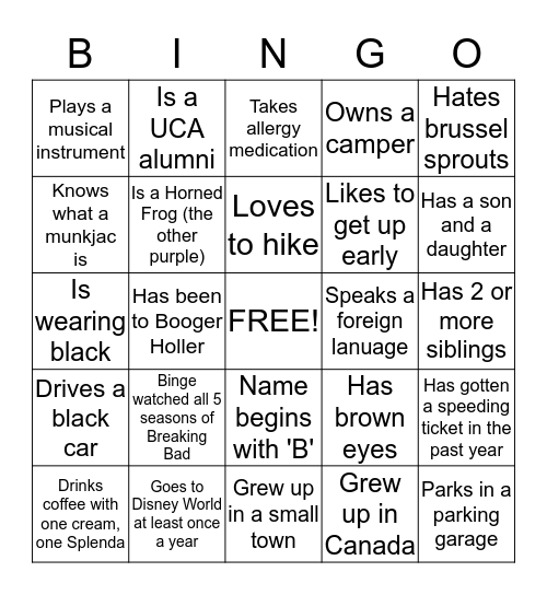UCA/ERI Bingo Card