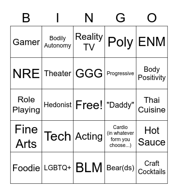 Adrian Culture Bingo Card