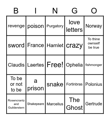 HAMLET BINGO Card