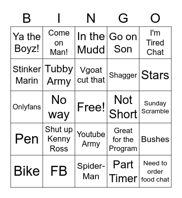 Part Time Army Bingo Drinking Game Bingo Card