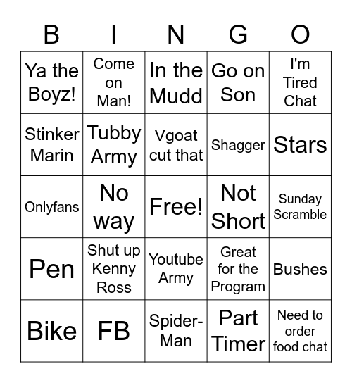 Part Time Army Bingo Drinking Game Bingo Card