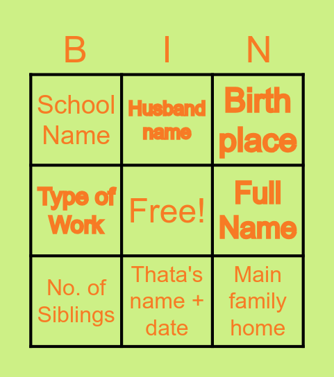 Aya's 80th Birthday Bingo Card