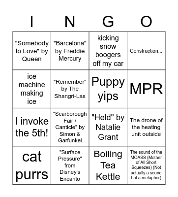 WHAT'RE ALL THESE SOUNDS Bingo Card