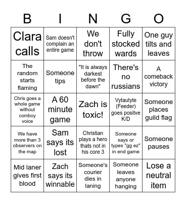 LOW-Priority Bingo Card