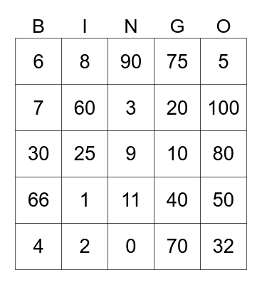 Asigibii'iganan Bingo Card