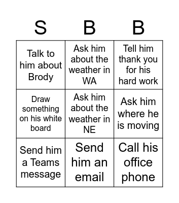 Sawyer Barragan Bingo Card