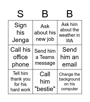 Sawyer Barragan Bingo Card