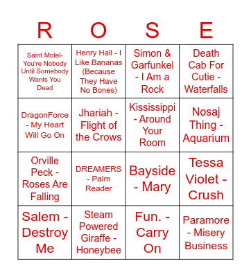SAI Musical Bingo Card