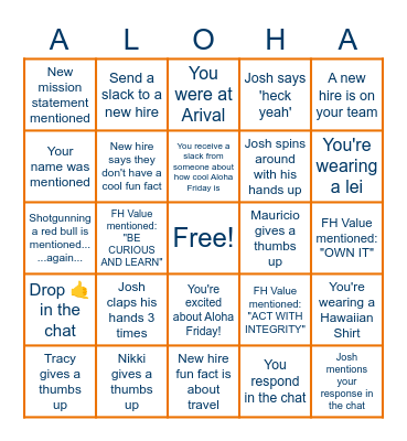 Aloha Friday BINGO! Bingo Card