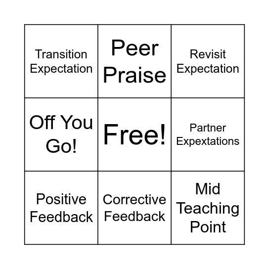 Instructional Bingo! Bingo Card