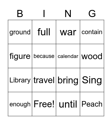 Sight words fun Bingo Card