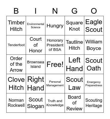 Boy scout bingo Card