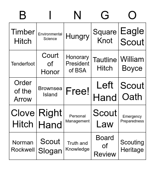 Boy scout bingo Card