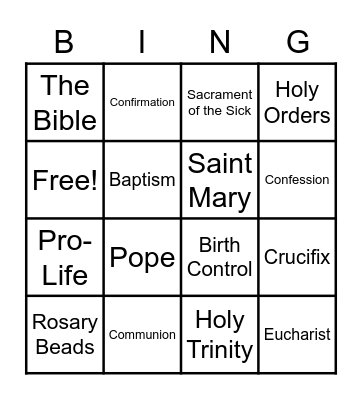 Roman Catholicism Bingo Card