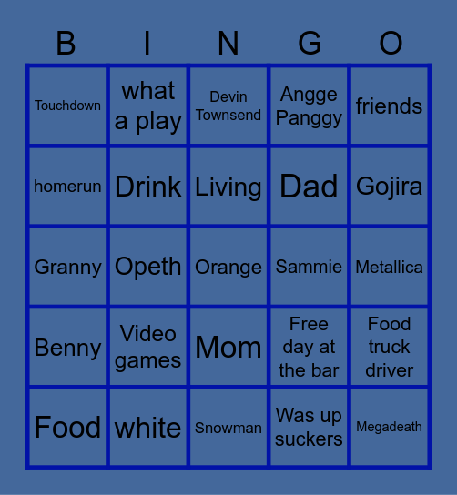 Benny Bingo Card