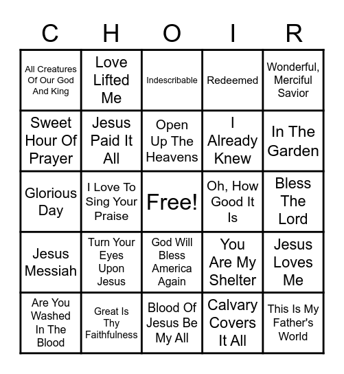 PRAISE & WORSHIP Bingo Card