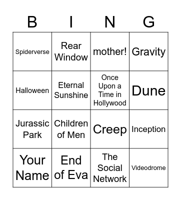 Johngo Bingo Card