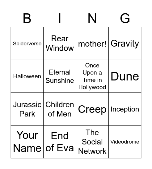 Johngo Bingo Card