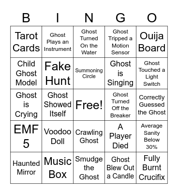 Phasmo-Bingo! Bingo Card