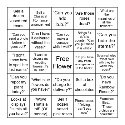 Valentine’s week bingo Card