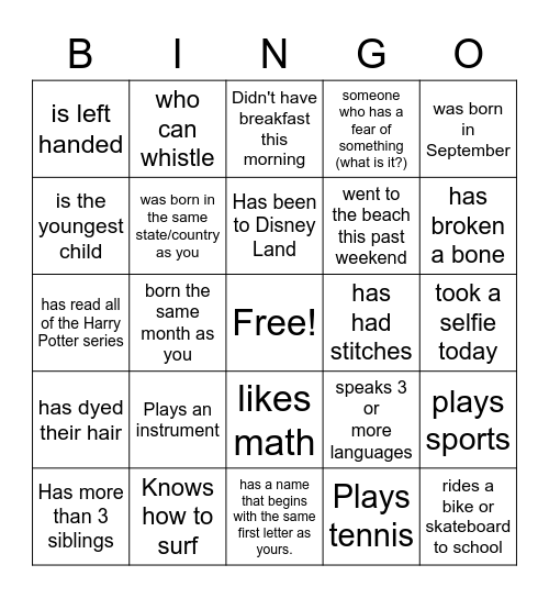 Find someone who... Bingo Card