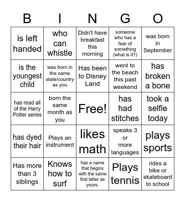 Find someone who... Bingo Card