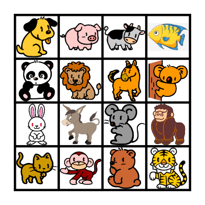 Animals Bingo Card
