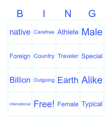 Level 1 Unit 1 Bingo Card