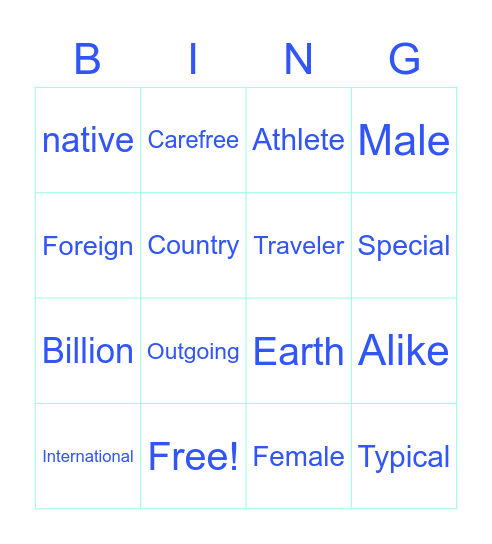 Level 1 Unit 1 Bingo Card